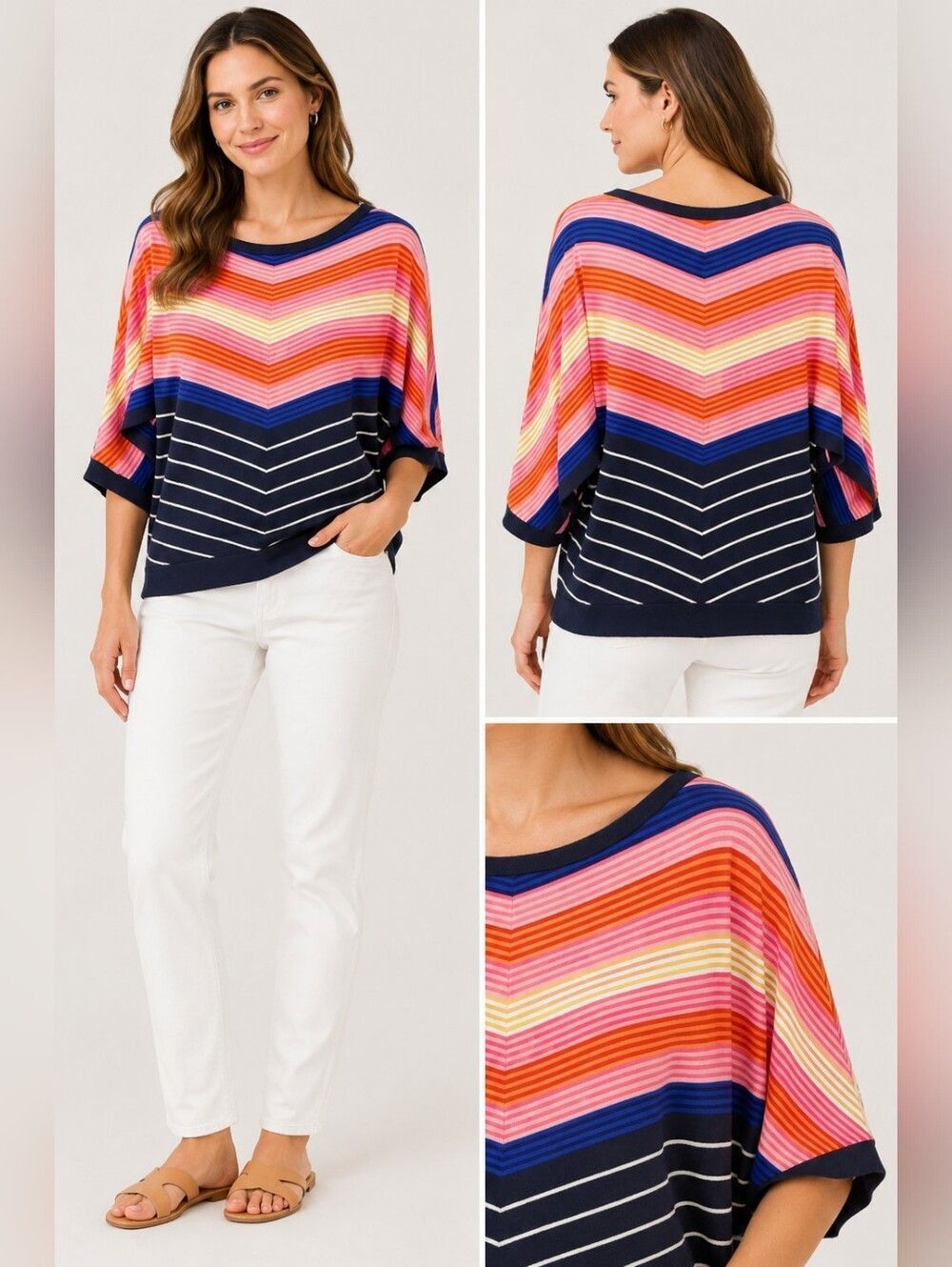 Talbots Striped Dolman Sweater Multicolor Small Women's